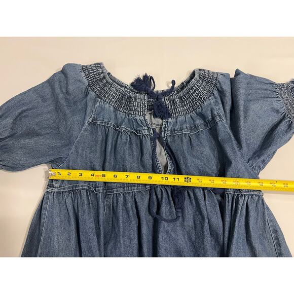 Free People Maxi Dress Womens XL Blue Boho Chic Cottagecore Whimsy Cowgirl - Picture 5 of 15